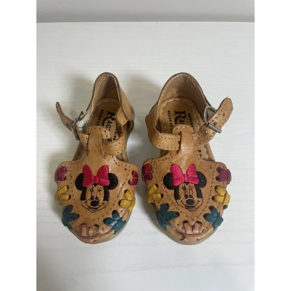Raguer Minnie Mouse Leather Sandals Size 13 Kids Hecho en Mexico